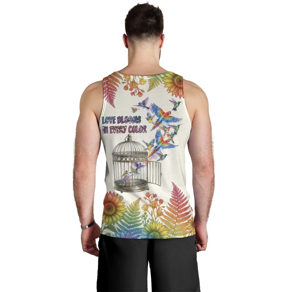 Love Blooms in Every Color Men Tank Top Nature Rainbow of Freedom