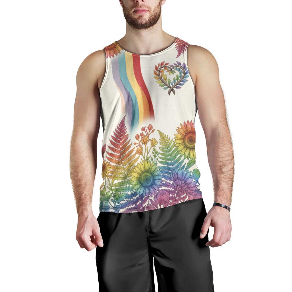 Love Blooms in Every Color Men Tank Top Nature Rainbow of Freedom