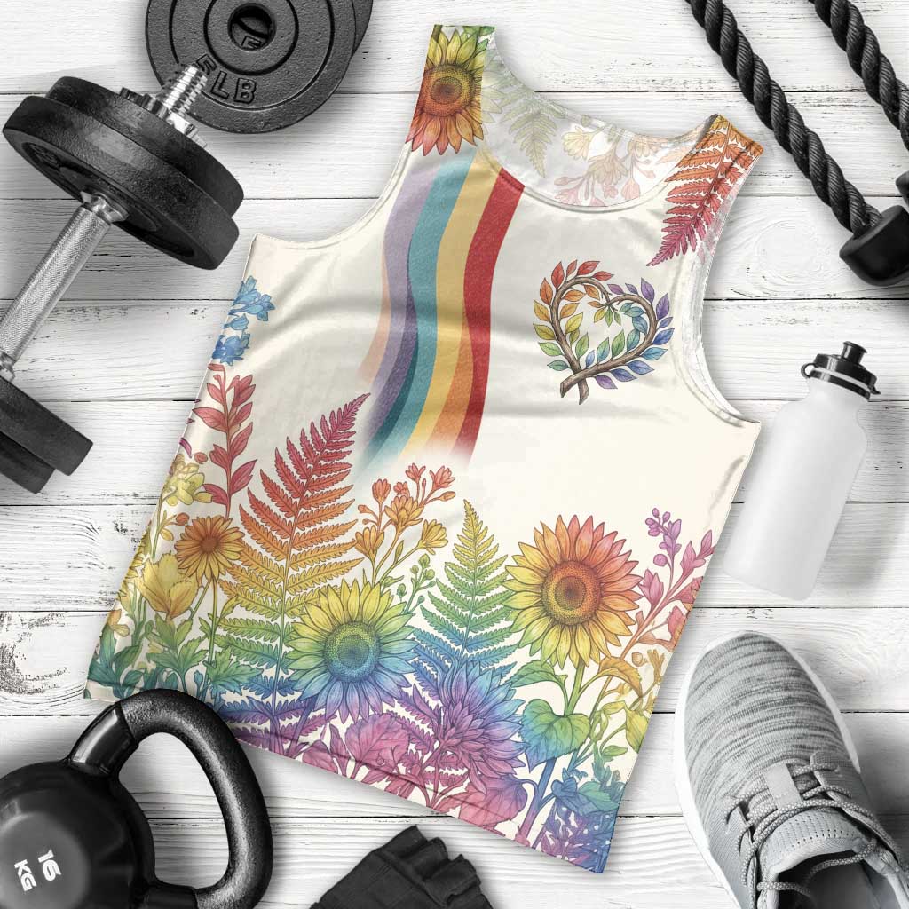 Love Blooms in Every Color Men Tank Top Nature Rainbow of Freedom