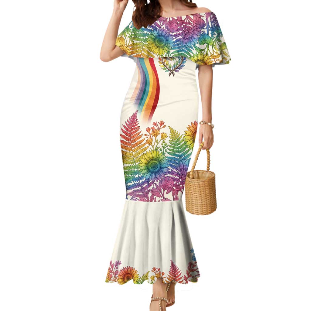 Love Blooms in Every Color Mermaid Dress Nature Rainbow of Freedom