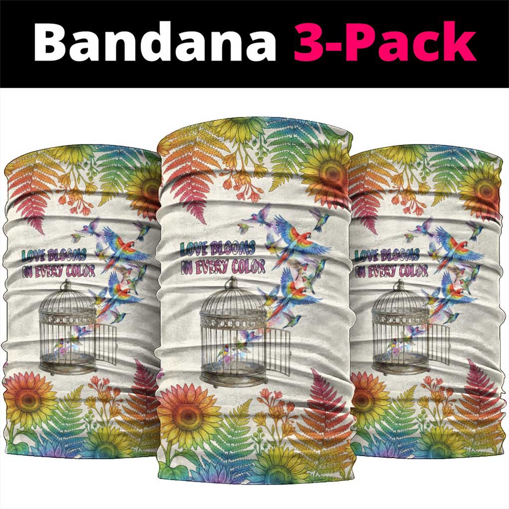 Love Blooms in Every Color Neck Gaiter Nature Rainbow of Freedom