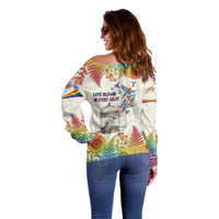 Love Blooms in Every Color Off Shoulder Sweater Nature Rainbow of Freedom