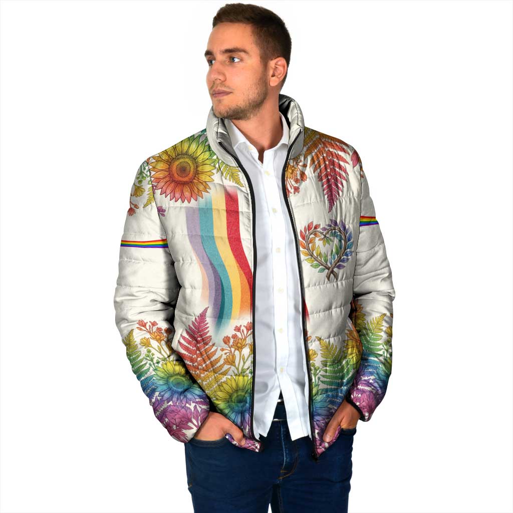 Love Blooms in Every Color Padded Jacket Nature Rainbow of Freedom