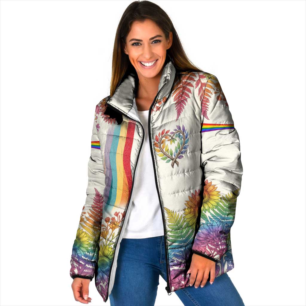 Love Blooms in Every Color Padded Jacket Nature Rainbow of Freedom