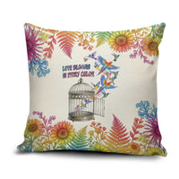 Love Blooms in Every Color Pillow Cover Nature Rainbow of Freedom
