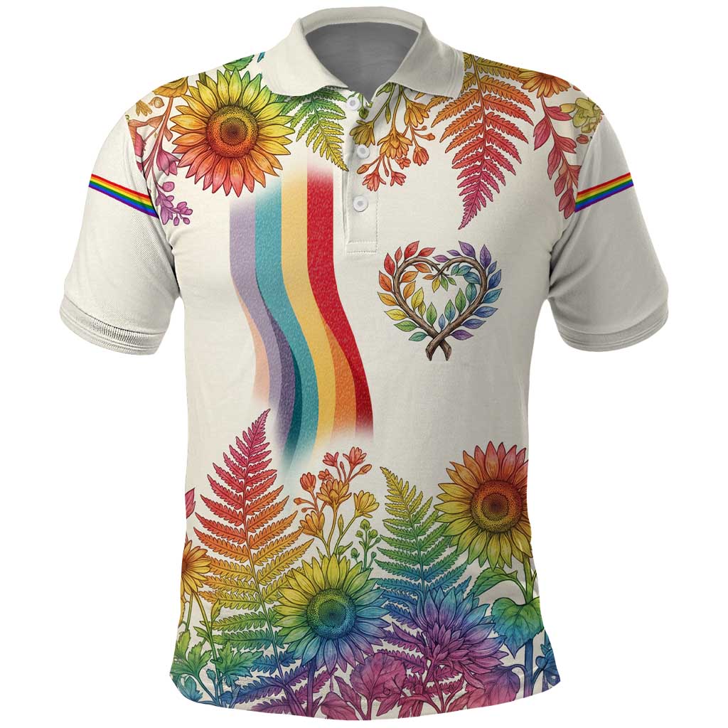 Love Blooms in Every Color Polo Shirt Nature Rainbow of Freedom