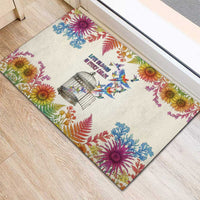 Love Blooms in Every Color Rubber Doormat Nature Rainbow of Freedom
