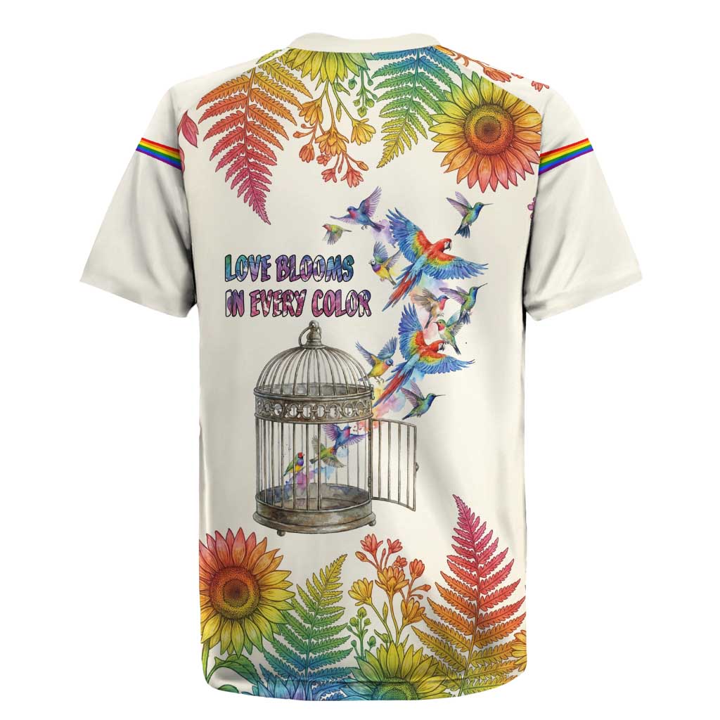 Love Blooms in Every Color Rugby Jersey Nature Rainbow of Freedom