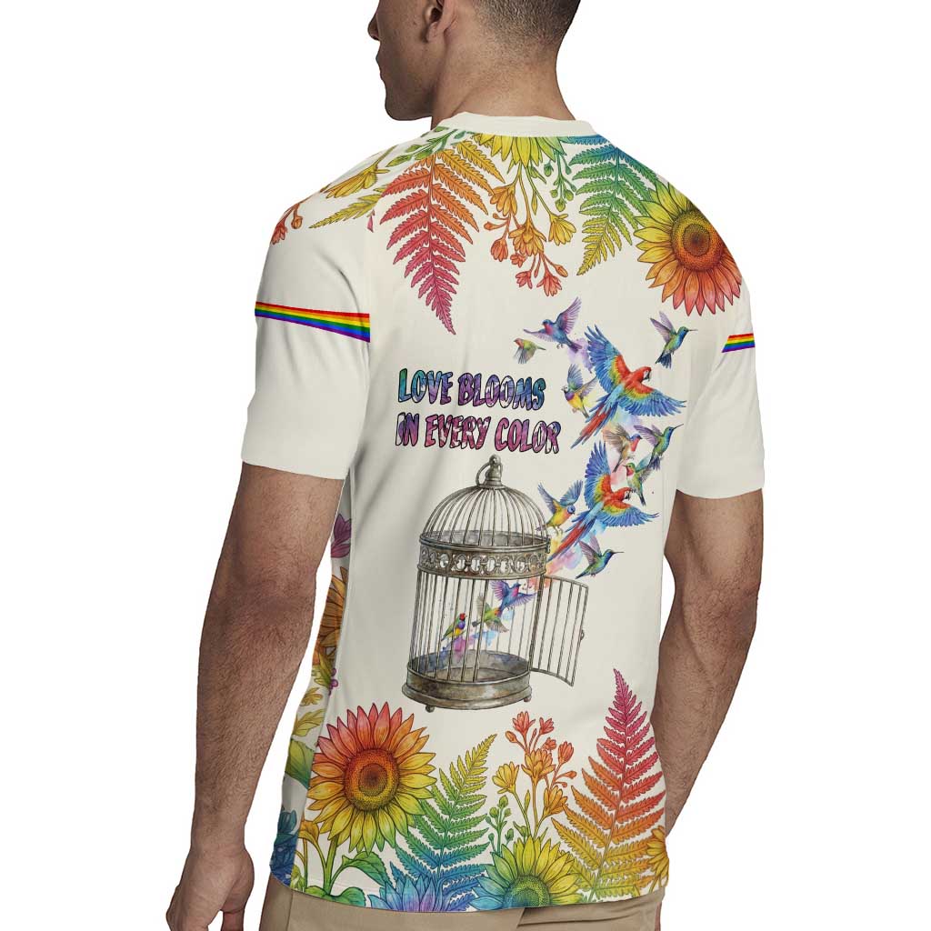 Love Blooms in Every Color Rugby Jersey Nature Rainbow of Freedom