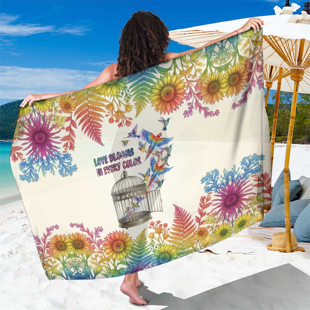 Love Blooms in Every Color Sarong Nature Rainbow of Freedom