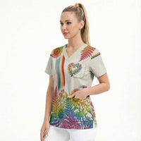 Love Blooms in Every Color Scrub Top Nature Rainbow of Freedom