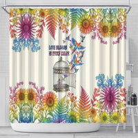 Love Blooms in Every Color Shower Curtain Nature Rainbow of Freedom