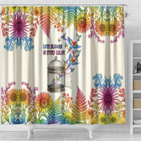 Love Blooms in Every Color Shower Curtain Nature Rainbow of Freedom