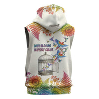 Love Blooms in Every Color Sleeveless Hoodie Nature Rainbow of Freedom