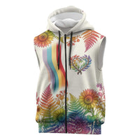 Love Blooms in Every Color Sleeveless Zip Hoodie Nature Rainbow of Freedom