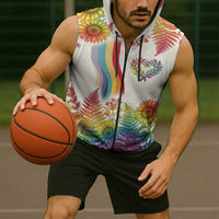 Love Blooms in Every Color Sleeveless Zip Hoodie Nature Rainbow of Freedom
