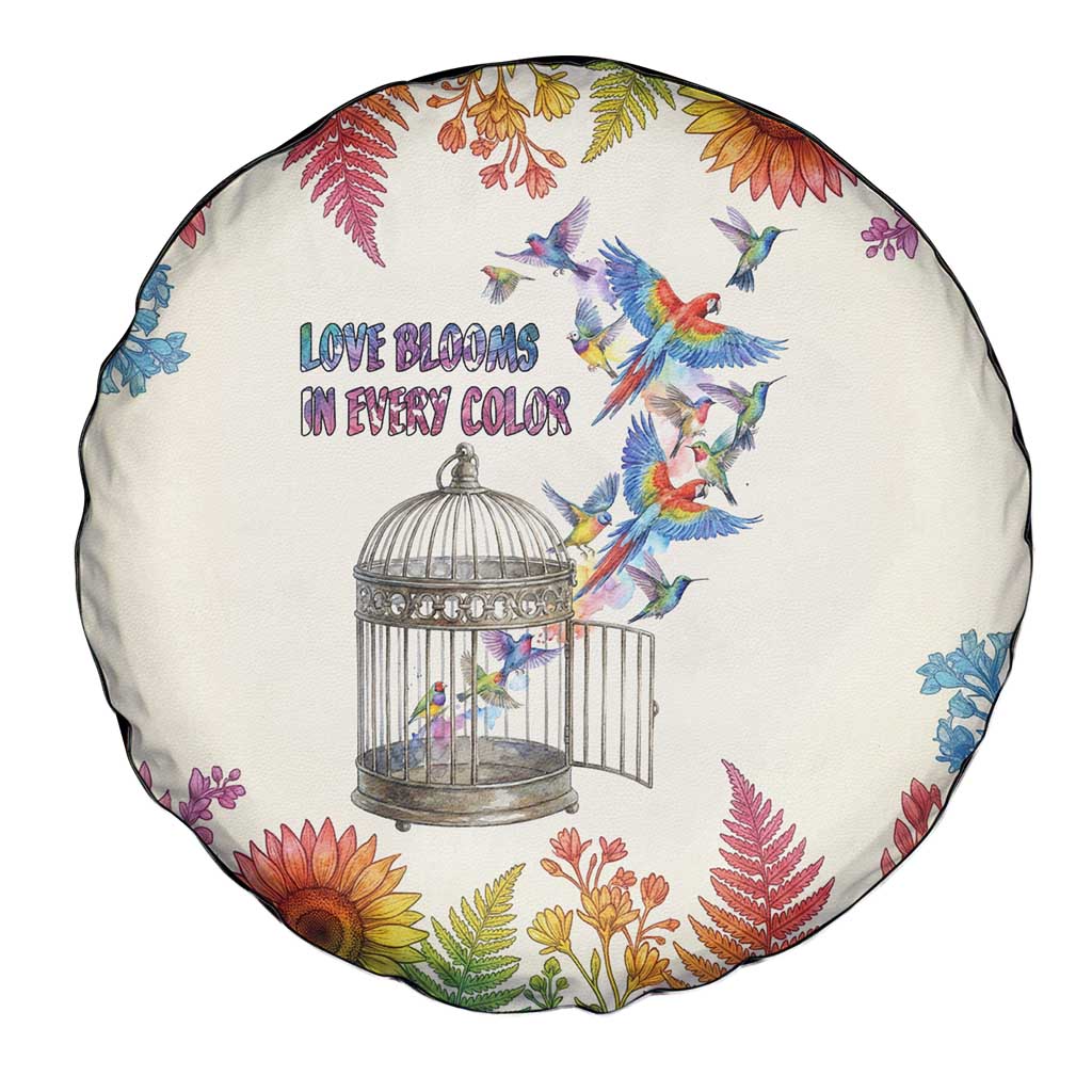 Love Blooms in Every Color Spare Tire Cover Nature Rainbow of Freedom