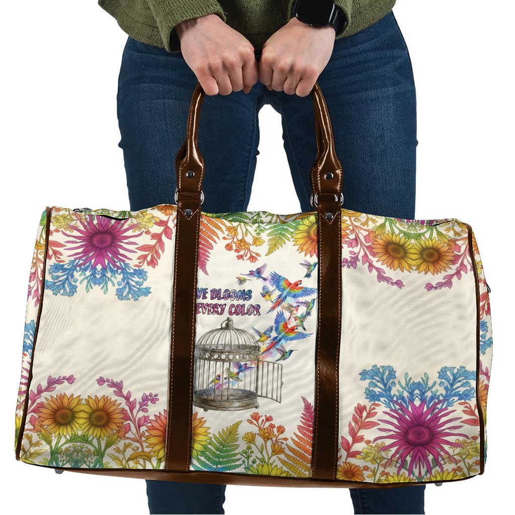 Love Blooms in Every Color Travel Bag Nature Rainbow of Freedom