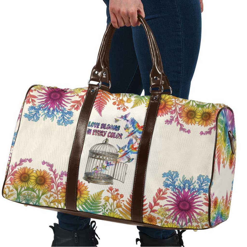 Love Blooms in Every Color Travel Bag Nature Rainbow of Freedom