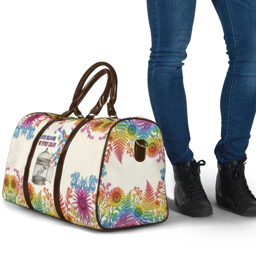 Love Blooms in Every Color Travel Bag Nature Rainbow of Freedom