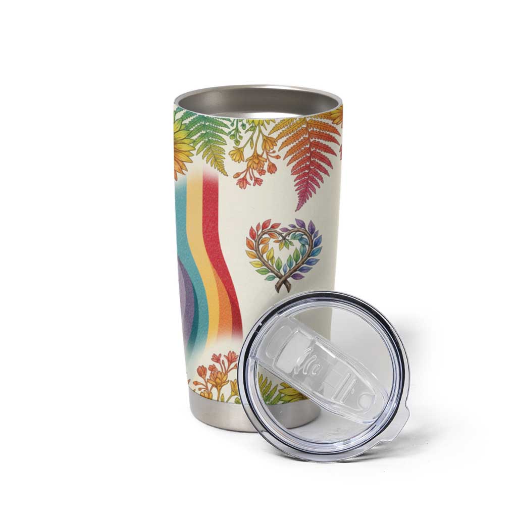 Love Blooms in Every Color Tumbler Cup Nature Rainbow of Freedom