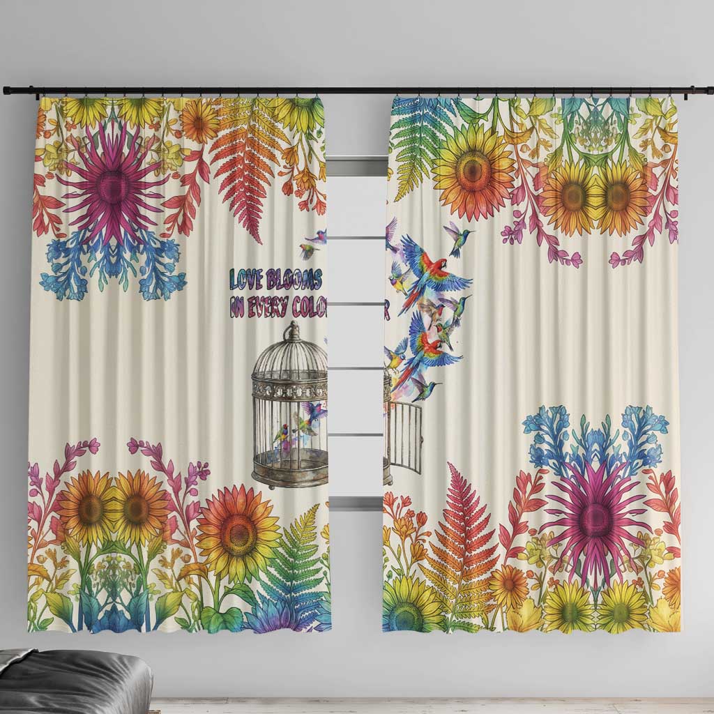 Love Blooms in Every Color Window Curtain Nature Rainbow of Freedom
