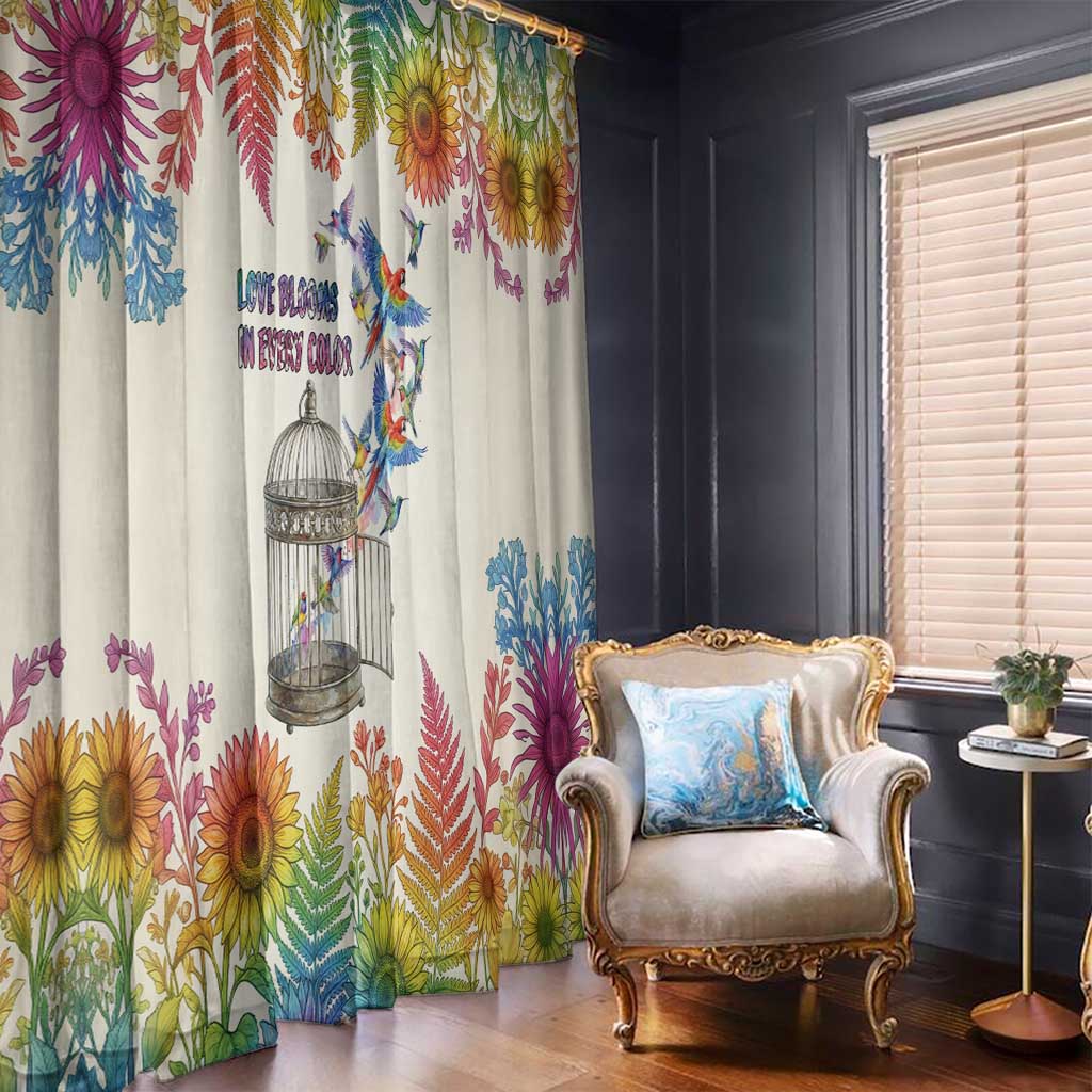 Love Blooms in Every Color Window Curtain Nature Rainbow of Freedom