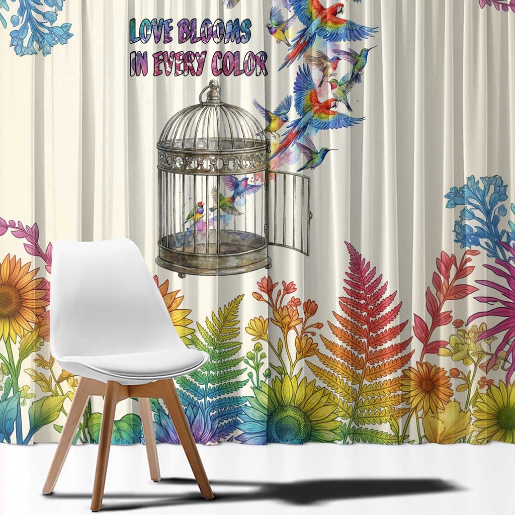 Love Blooms in Every Color Window Curtain Nature Rainbow of Freedom