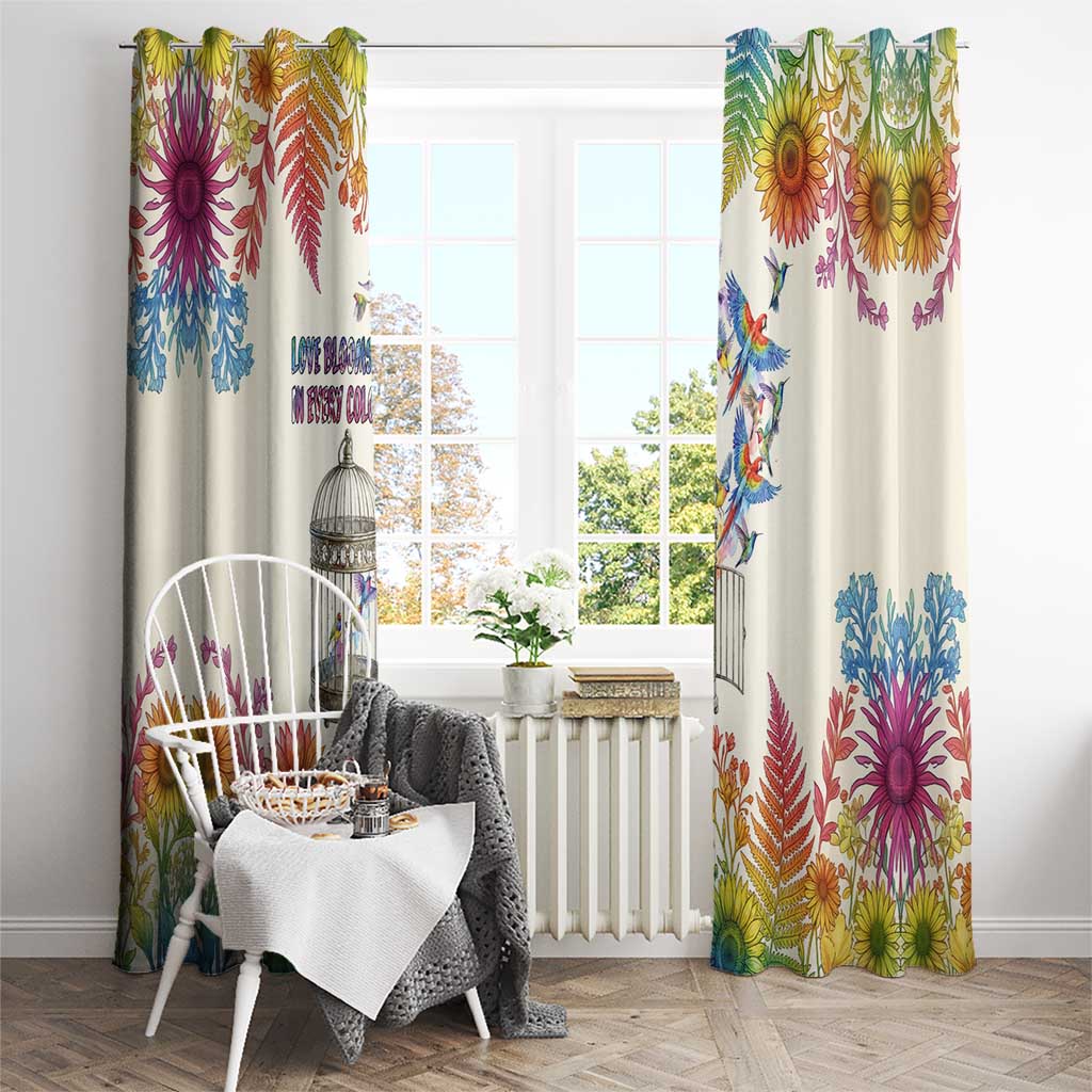 Love Blooms in Every Color Window Curtain Nature Rainbow of Freedom