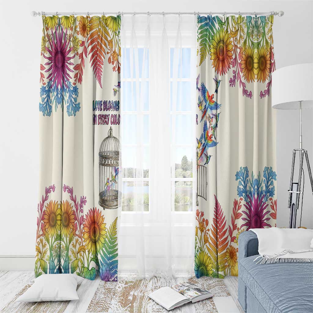 Love Blooms in Every Color Window Curtain Nature Rainbow of Freedom