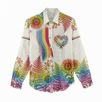 Love Blooms in Every Color Women Casual Shirt Nature Rainbow of Freedom