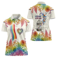 Love Blooms in Every Color Women Polo Shirt Nature Rainbow of Freedom