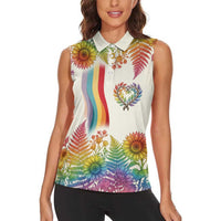 Love Blooms in Every Color Women Sleeveless Polo Shirt Nature Rainbow of Freedom