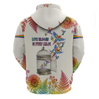 Love Blooms in Every Color Zip Hoodie Nature Rainbow of Freedom