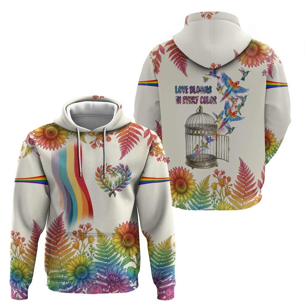 Love Blooms in Every Color Zip Hoodie Nature Rainbow of Freedom