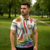 Love Blooms in Every Color Zipper Polo Shirt Nature Rainbow of Freedom