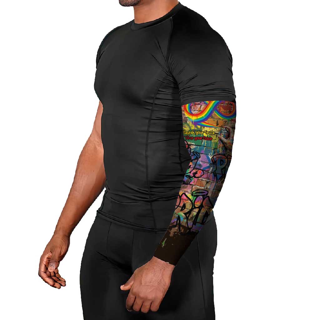 Pride Graffiti Wall Arm Sleeves Speak Your Truth, Embrace Your Color