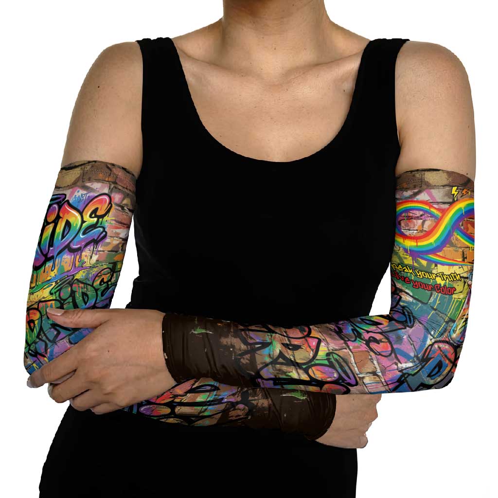 Pride Graffiti Wall Arm Sleeves Speak Your Truth, Embrace Your Color