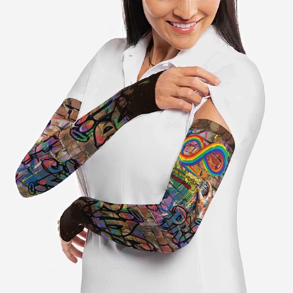 Pride Graffiti Wall Arm Sleeves Speak Your Truth, Embrace Your Color