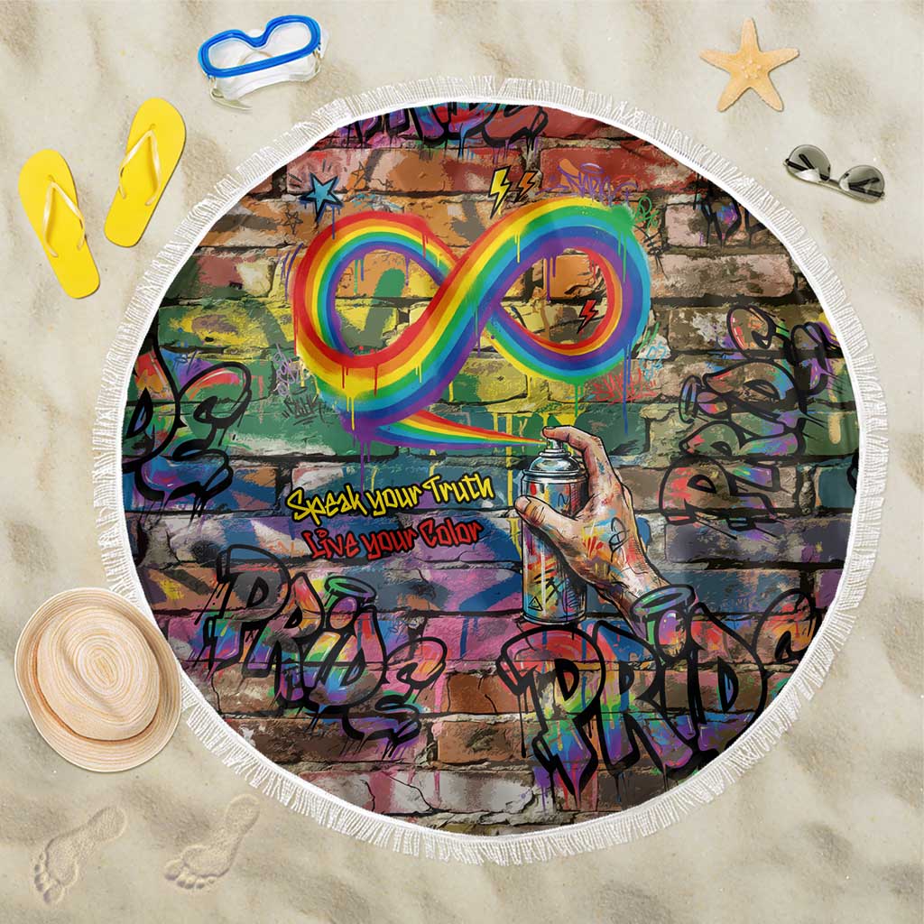 Pride Graffiti Wall Beach Blanket Speak Your Truth, Embrace Your Color