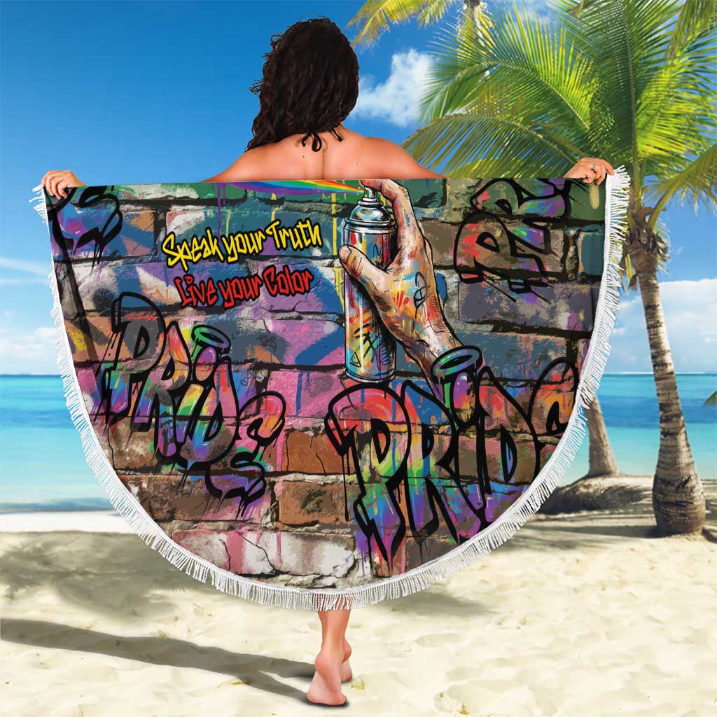 Pride Graffiti Wall Beach Blanket Speak Your Truth, Embrace Your Color