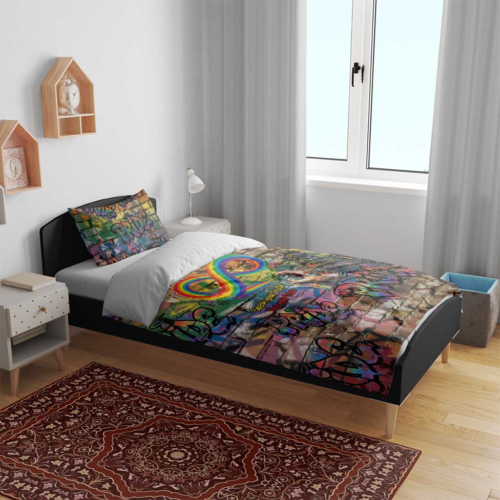 Pride Graffiti Wall Bedding Set Speak Your Truth, Embrace Your Color