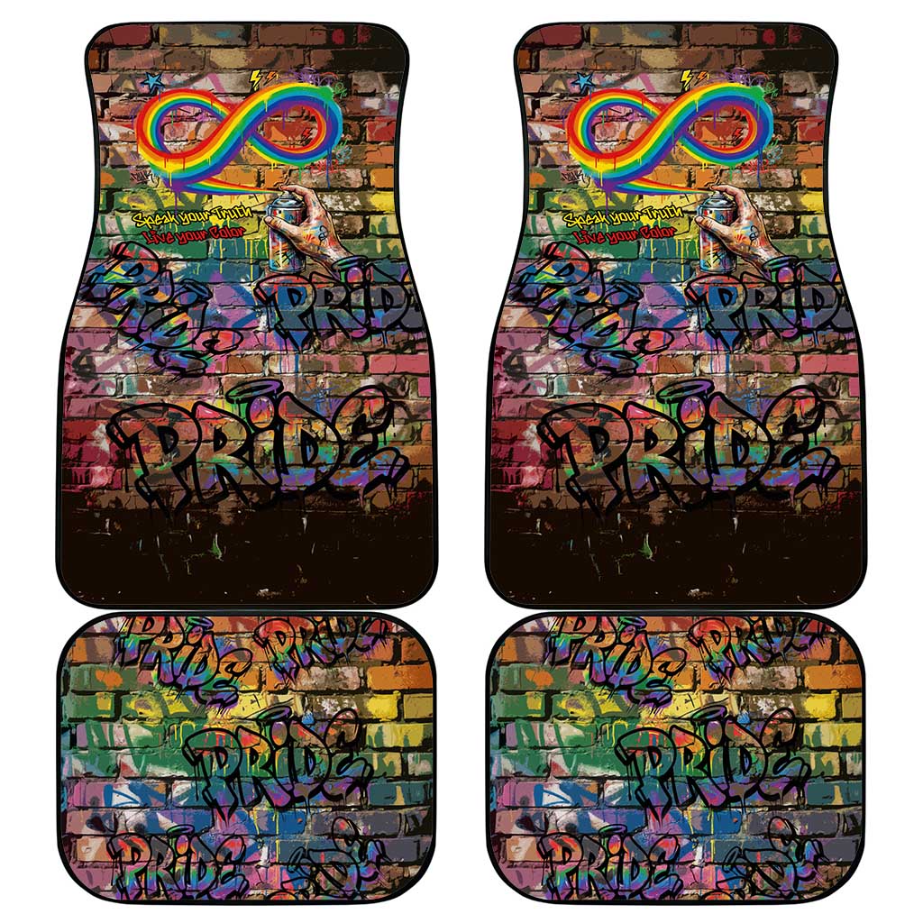 Pride Graffiti Wall Car Mats Speak Your Truth, Embrace Your Color