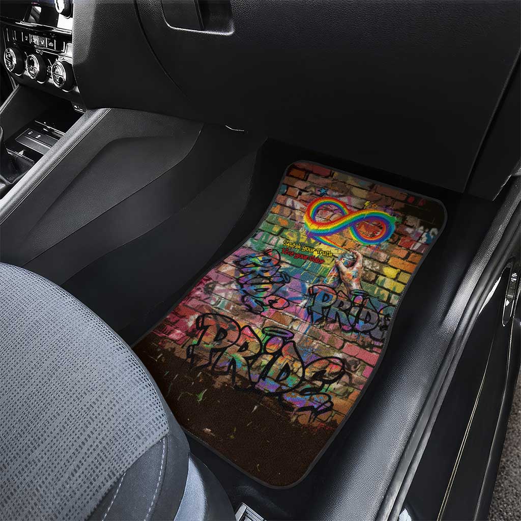 Pride Graffiti Wall Car Mats Speak Your Truth, Embrace Your Color