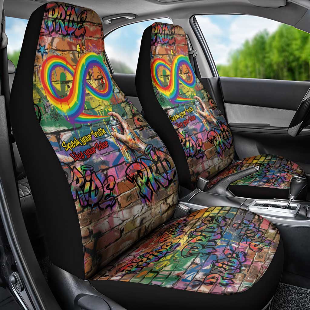 Pride Graffiti Wall Car Seat Cover Speak Your Truth, Embrace Your Color