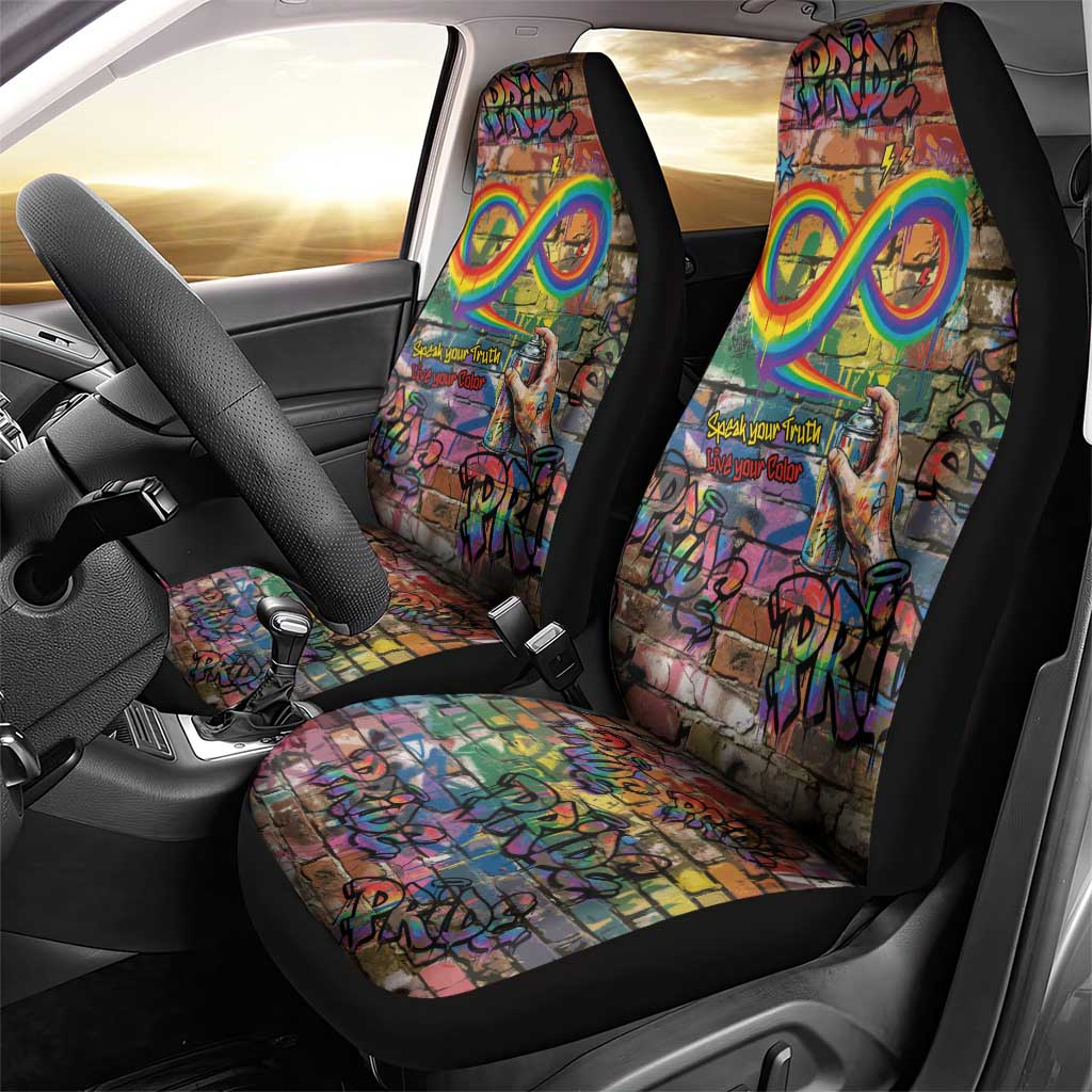 Pride Graffiti Wall Car Seat Cover Speak Your Truth, Embrace Your Color