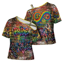 Pride Graffiti Wall Cross Shoulder Shirt Speak Your Truth, Embrace Your Color