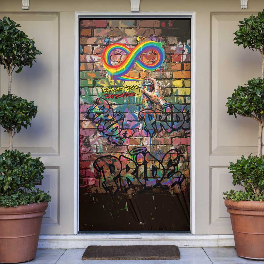 Pride Graffiti Wall Door Cover Speak Your Truth, Embrace Your Color