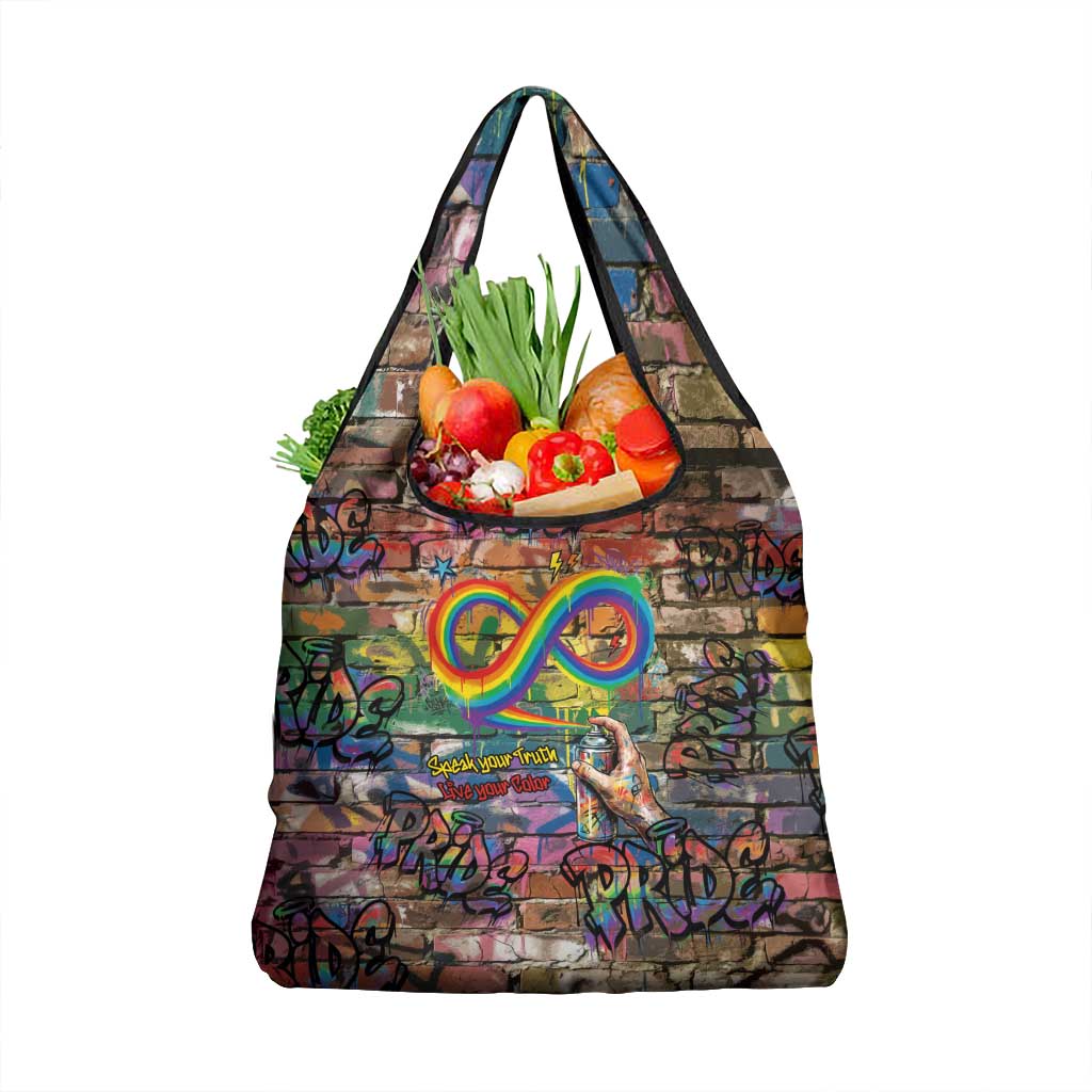 Pride Graffiti Wall Grocery Bag Speak Your Truth, Embrace Your Color