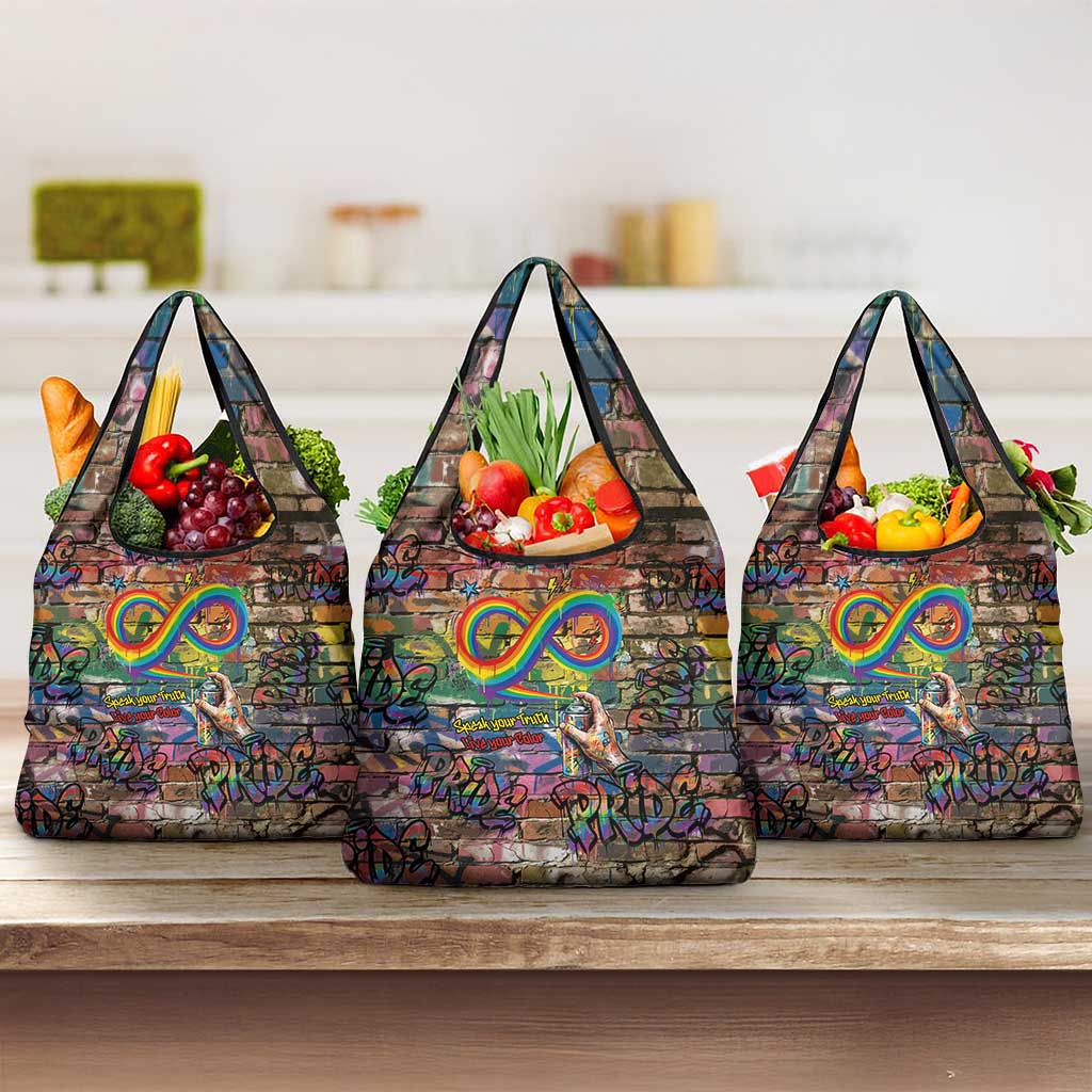 Pride Graffiti Wall Grocery Bag Speak Your Truth, Embrace Your Color